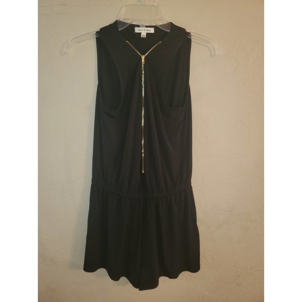 S Ellie & Katie Black Romper w/ Gold Zipper